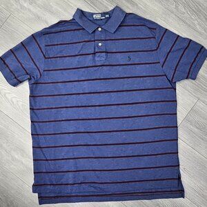 Polo Ralph Lauren Men's XXL Short Sleeve Striped Polo Shirt Blue Burgundy Cotton